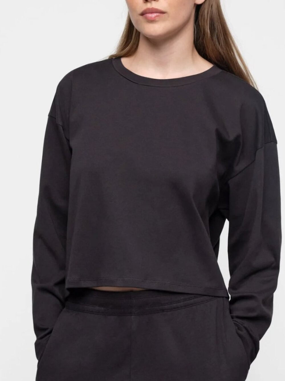 NWOT Mono B High Neck Long Sleeve Crop Top Size Large